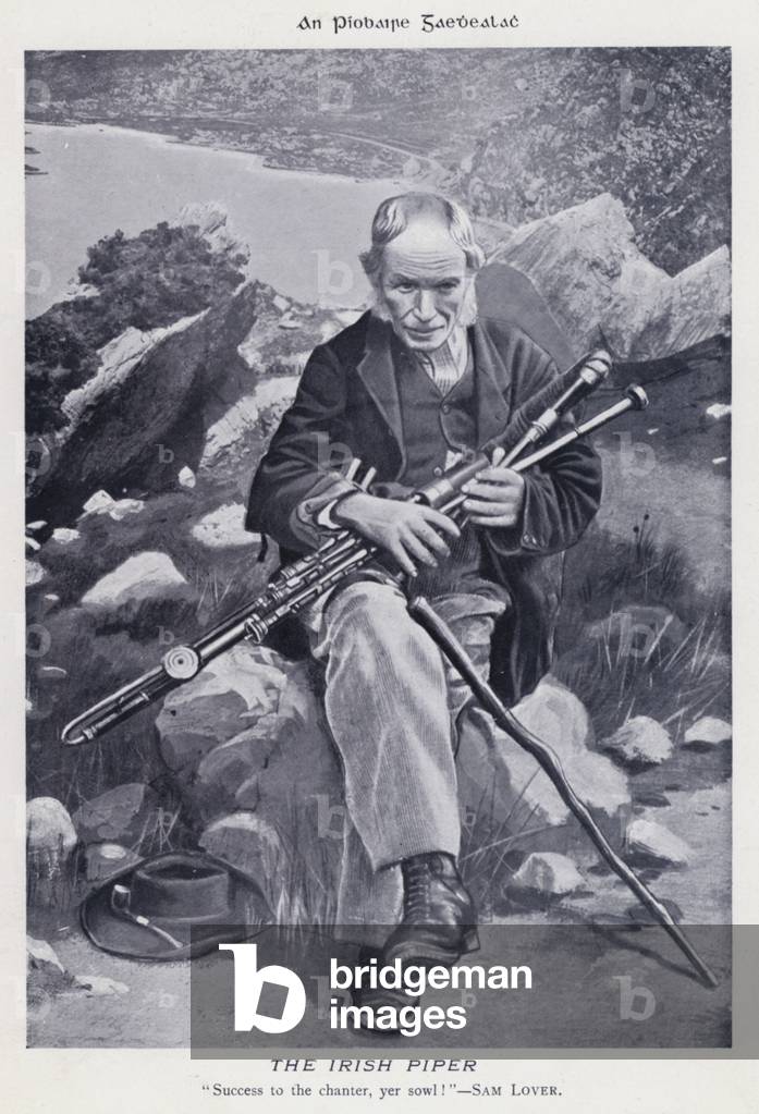 The Irish Piper (b/w photo)