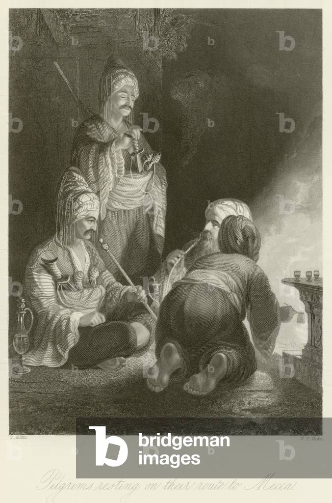 Pilgrims resting on their route to Mecca (engraving)