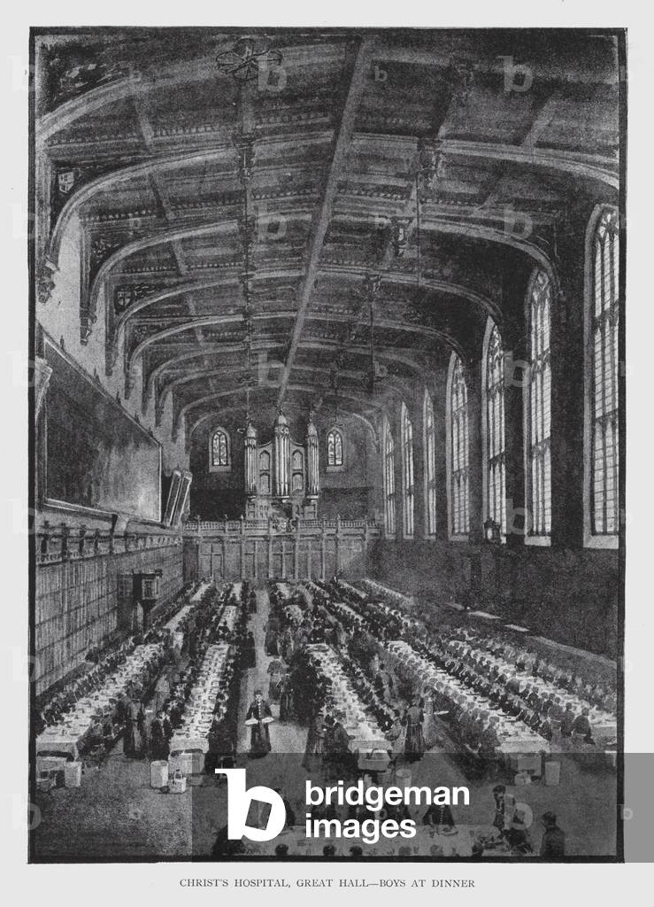 Christ's Hospital, Great Hall, Boys at Dinner (litho)