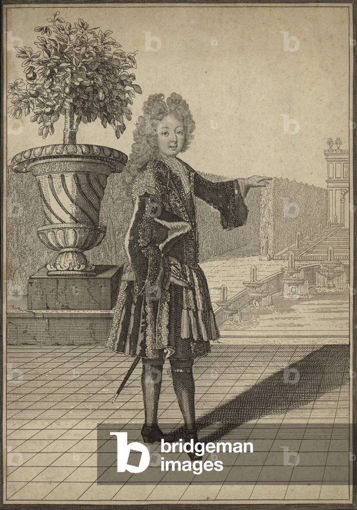 Portrait of a man wearing 17th century clothing (engraving)