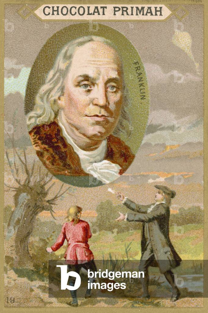 Benjamin Franklin, American scientist, inventor and politician (chromolitho)
