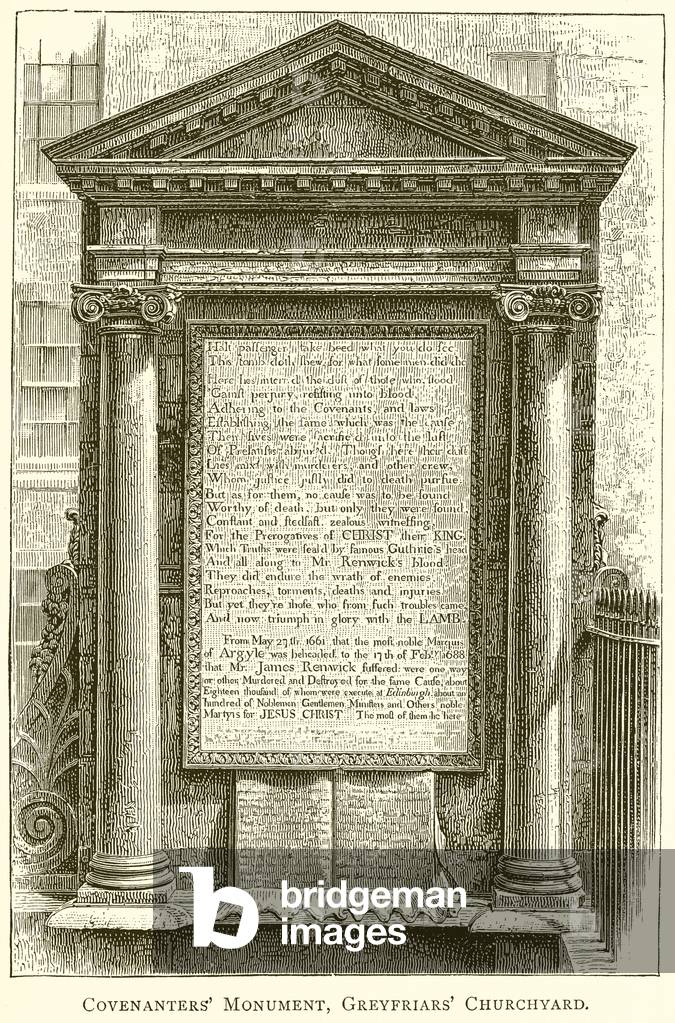 Covenanters' Monument, Greyfriars' Churchyard (engraving)