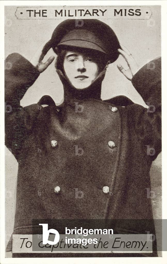 Woman in military uniform, World War I, 1914-1918 (b/w photo)