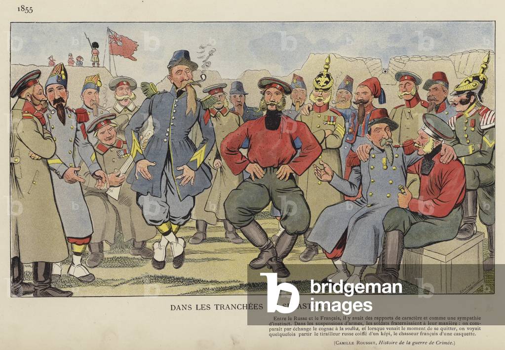 Dans Les Tranchees De Sebastopol, 1855 (colour litho)