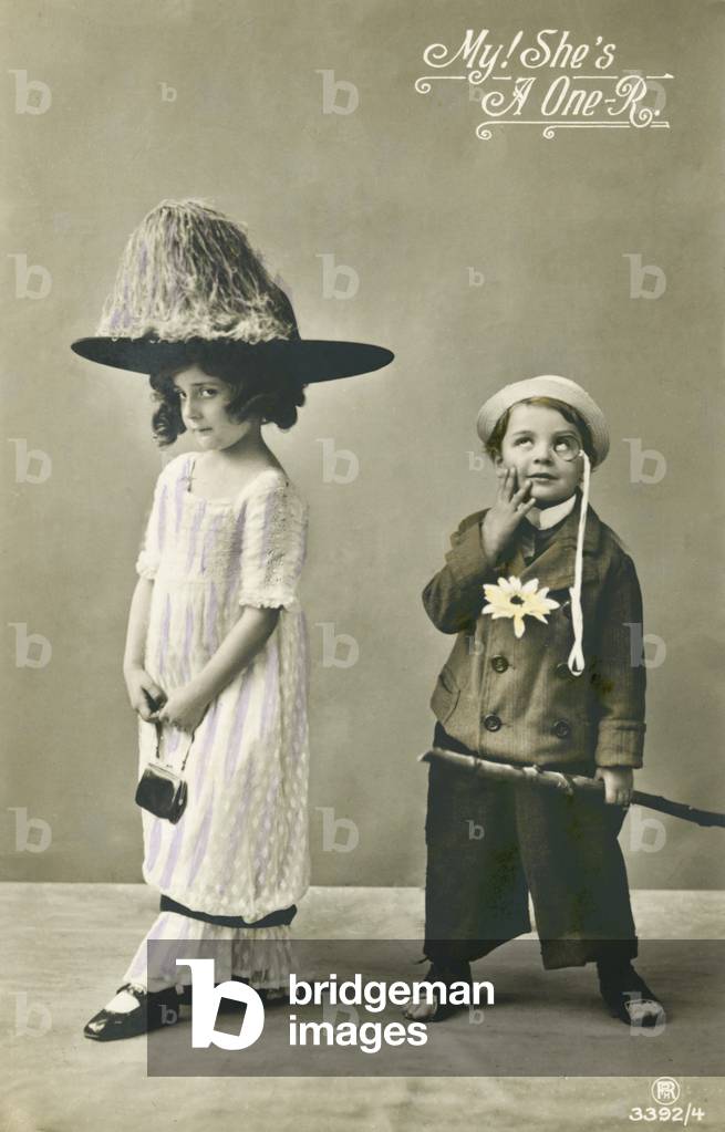 Two children in fancy dress (colour photo)