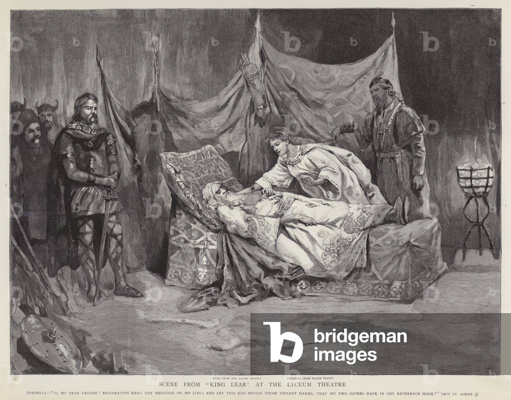 English actors Henry Irving and Ellen Terry in a production of Shakespeare's King Lear at the Lyceum Theatre, London, 1892 (litho)