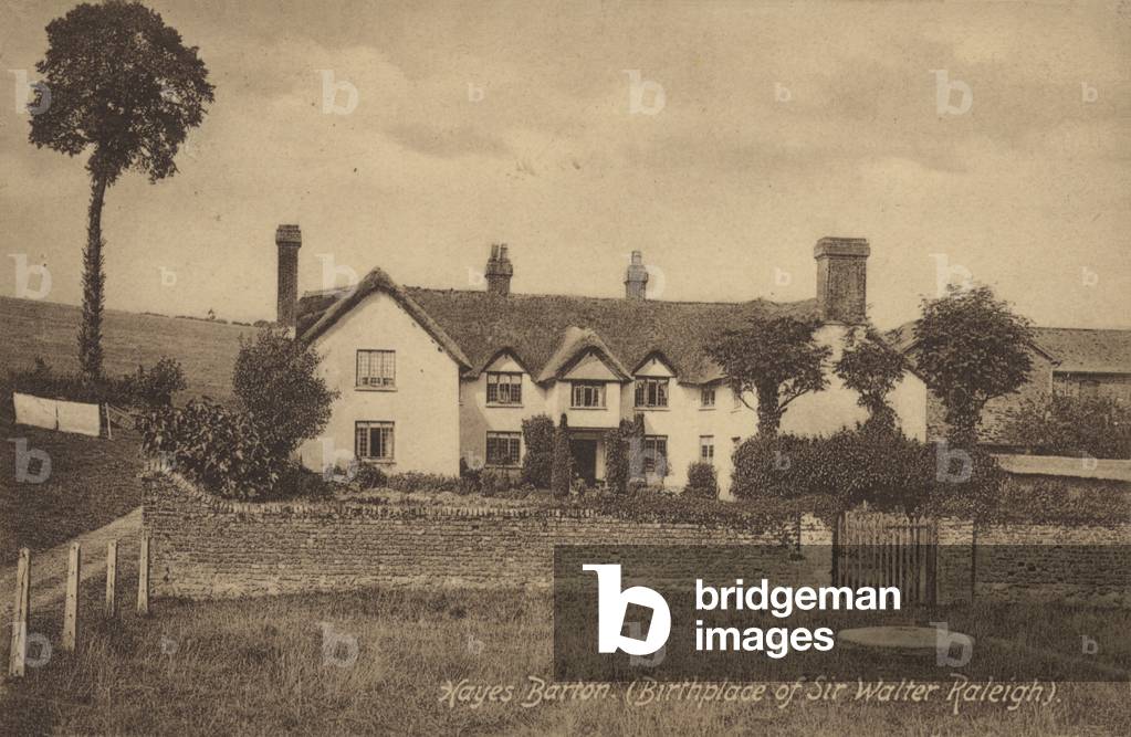 Hayes Barton, birthplace, Sir Walter Raleigh (b/w photo)