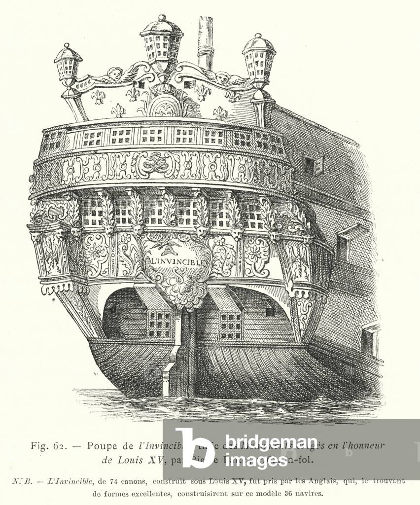 Poupe de l'Invincible, tiree des Monuments eriges en l'honneur de Louis XV, par Pierre Patte; 1765, in-fol (engraving)