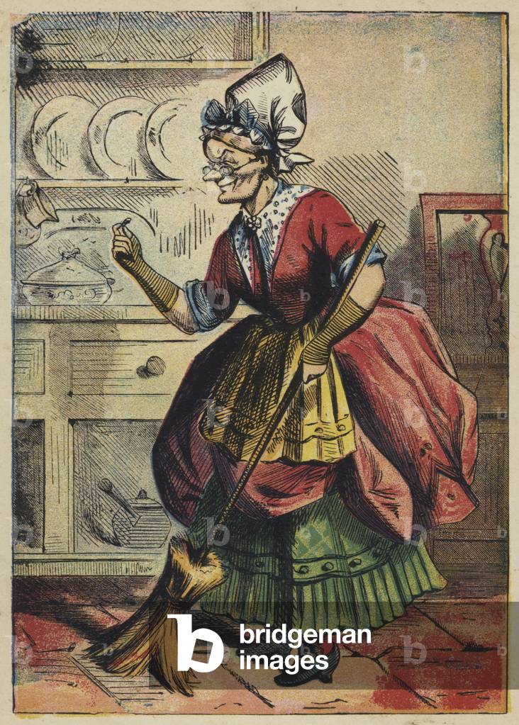 The Old Woman Finds Sixpence (colour litho)