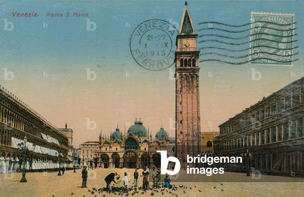 Venice - St Mark's Square. Postcard sent in 1913.
