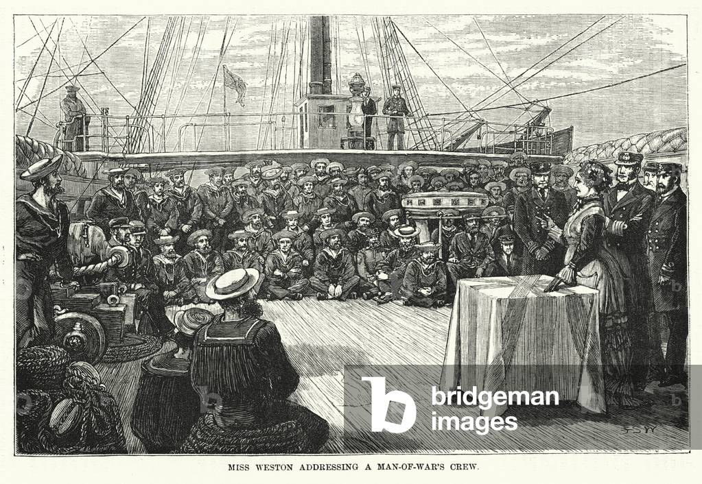 Miss Weston addressing a Man-of-War's Crew (engraving)
