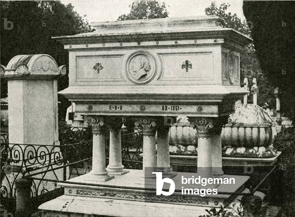 Tomb of Mrs Elizabeth Browning in the cemetery at Florence (b/w photo)