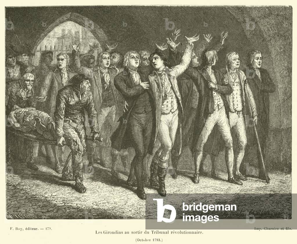 Les Girondins au sortir du Tribunal revolutionnaire, Octobre 1793 (engraving)