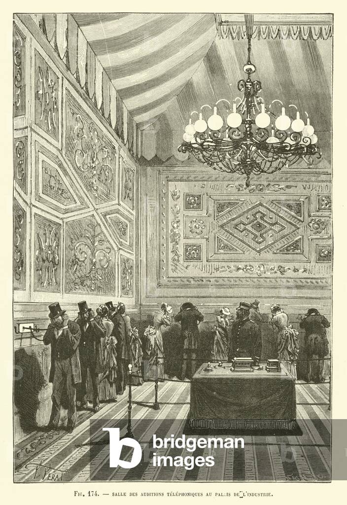 Salle Des Auditions Telephoniques Au Palais De L'Industrie (engraving)