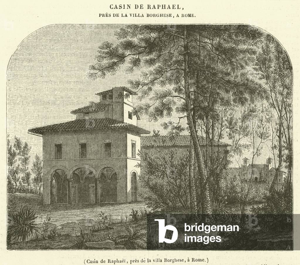 Casin de Raphael, pres de la villa Borghese, a Rome (engraving)