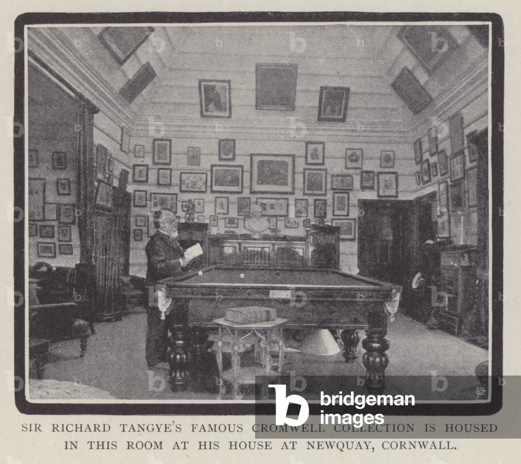 Sir Richard Tangyes famous Cromwell collection, housed in this room at his house at Newquay, Cornwall (b/w photo)