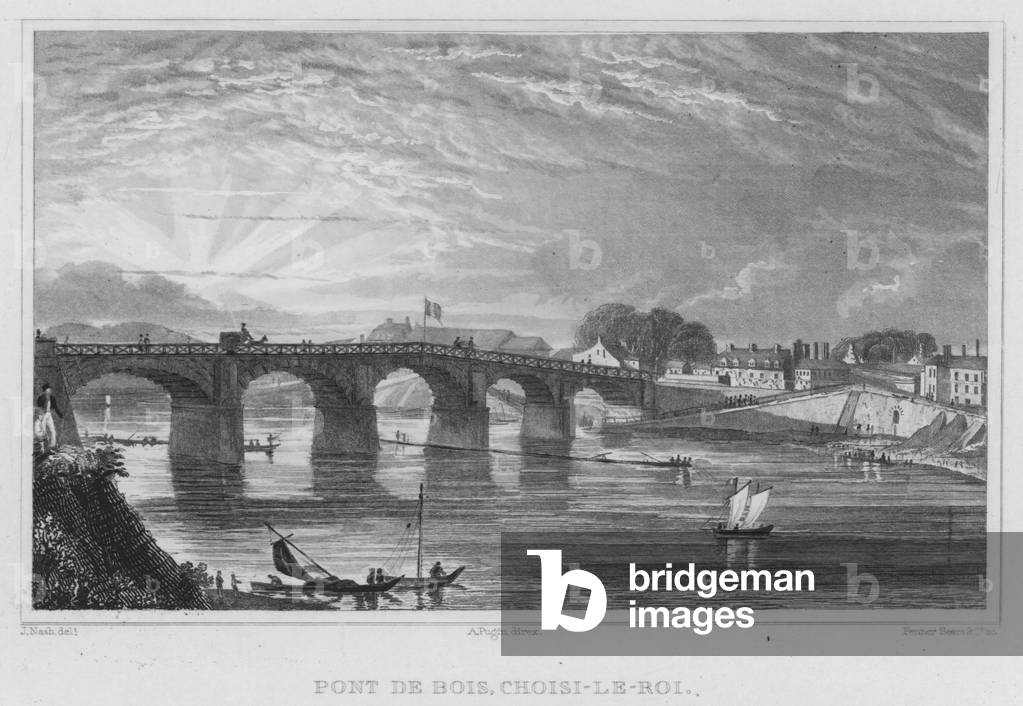 Paris, Pont De Bois, Choisi-Le-Roi (engraving)