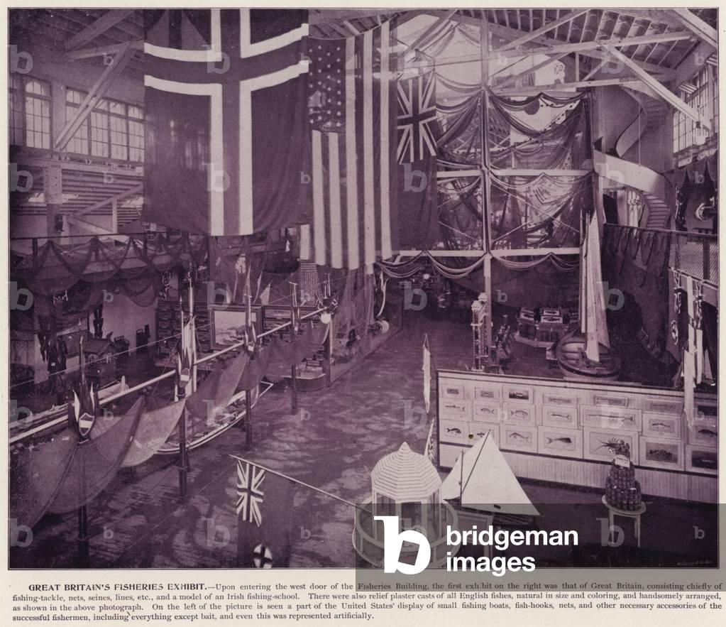 Chicago World's Fair, 1893: Great Britain's Fisheries Exhibit (b/w photo)