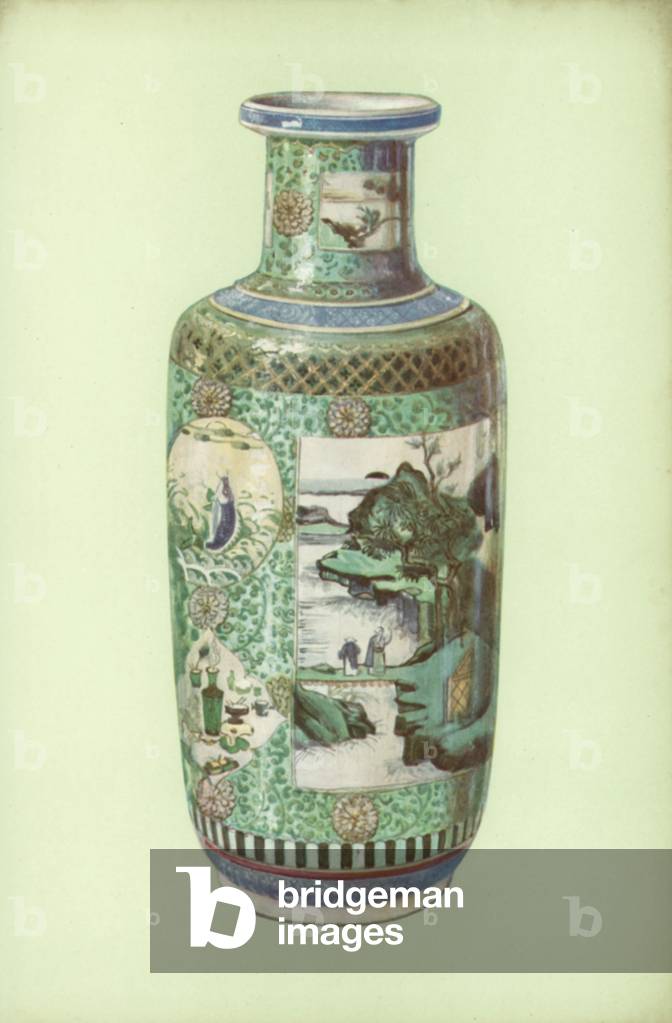 Vase, famille verte, Chinese, Period of K'ang Hsi (colour litho)
