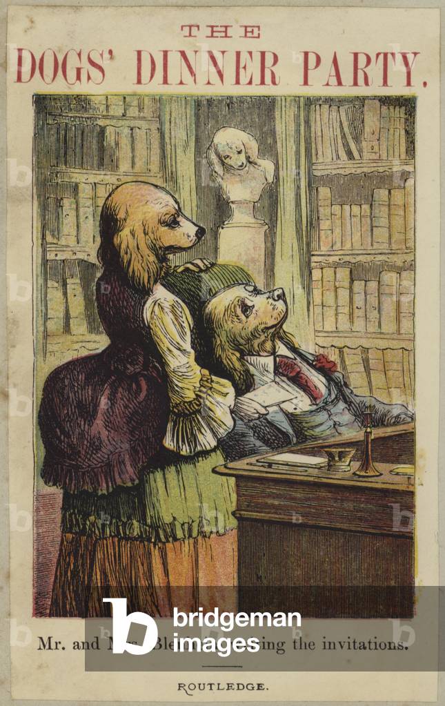 Mr and Mrs Bleheim writing the invitations (colour litho)