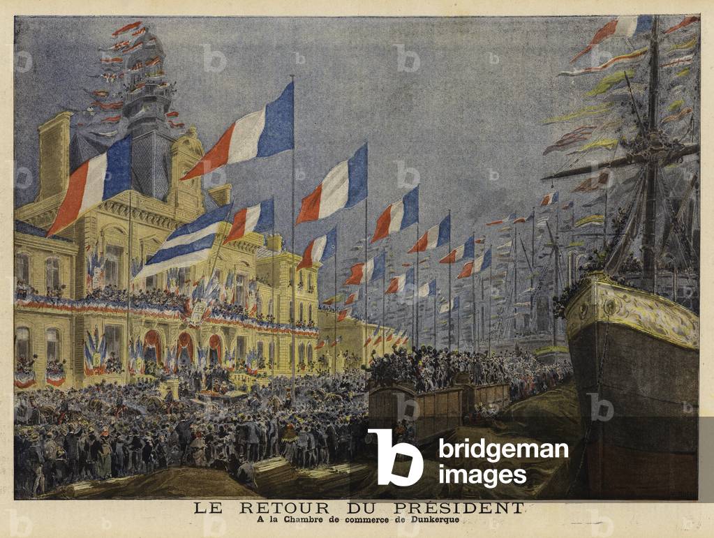 Return of French President Felix Faure from his visit to Russia, 1897 (colour litho)