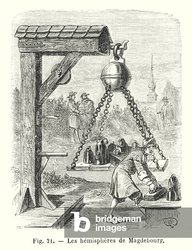 Les hemispheres de Magdebourg (engraving)