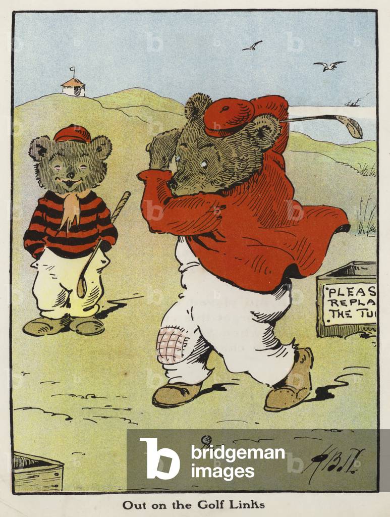 Out on the Golf Links (colour litho)