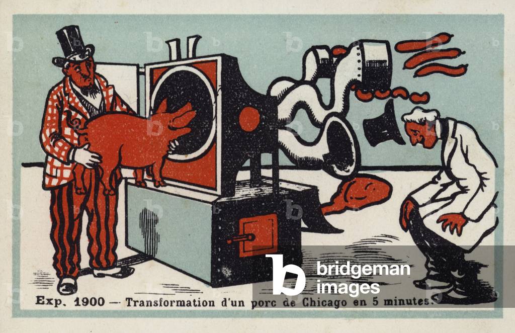 Exposition 1900 - transformation of a Chicago pig in 5 minutes (chromolitho)