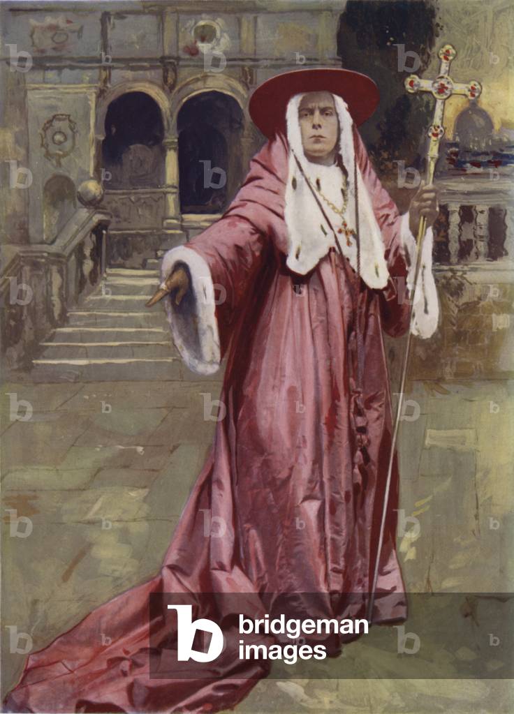 Mr E S Willard in The Cardinal (colour photo)