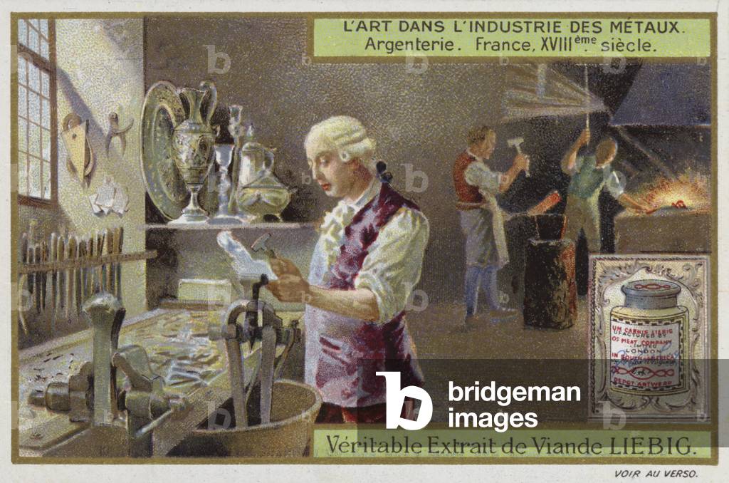 Silversmith's workshop, France, 18th Century (chromolitho)