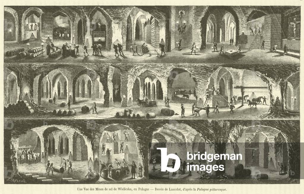Une Vue des Mines de sel de Wieliczka, en Pologne (engraving)
