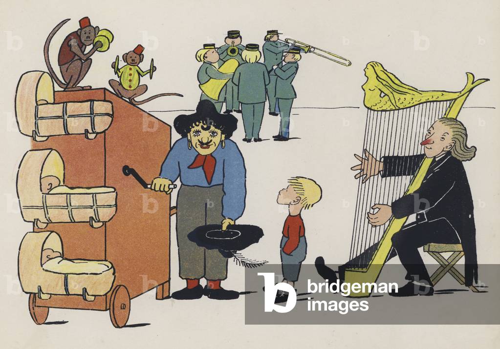 Wonderful England: Street music (colour litho)