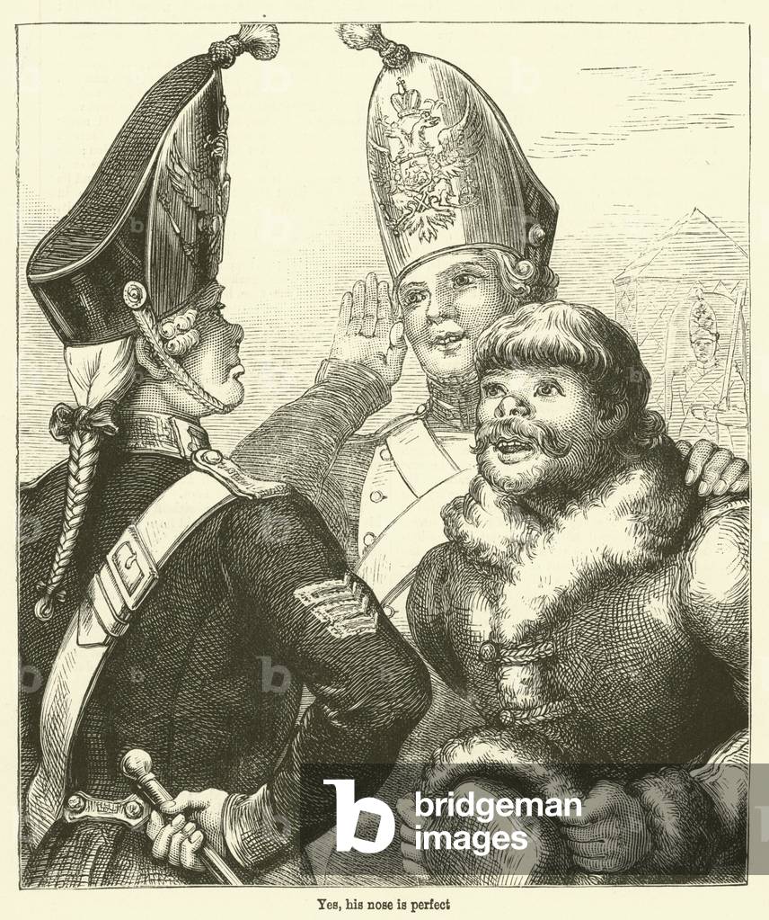 Yes, his nose is perfect (engraving)