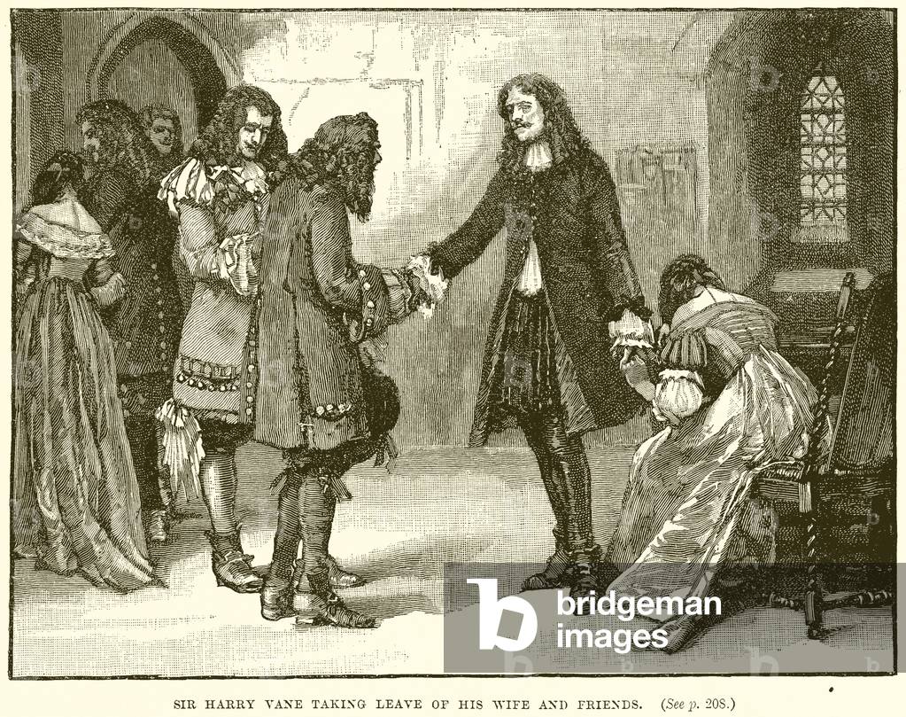 Sir Harry Vane taking leave of his Wife and Friends (engraving)
