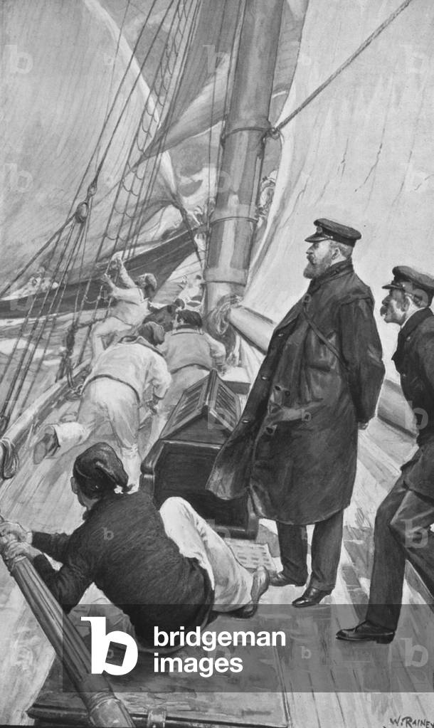 King Edward in a Yachting Accident at Cowes, 1874 (litho)