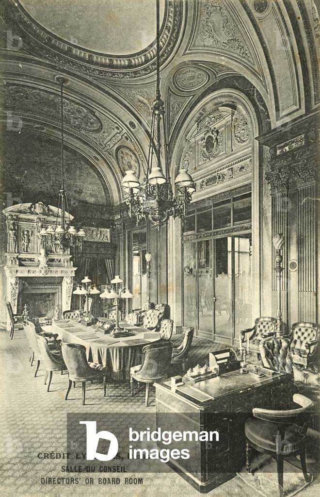 Boardroom, Credit Lyonnais bank, Paris (b/w photo)