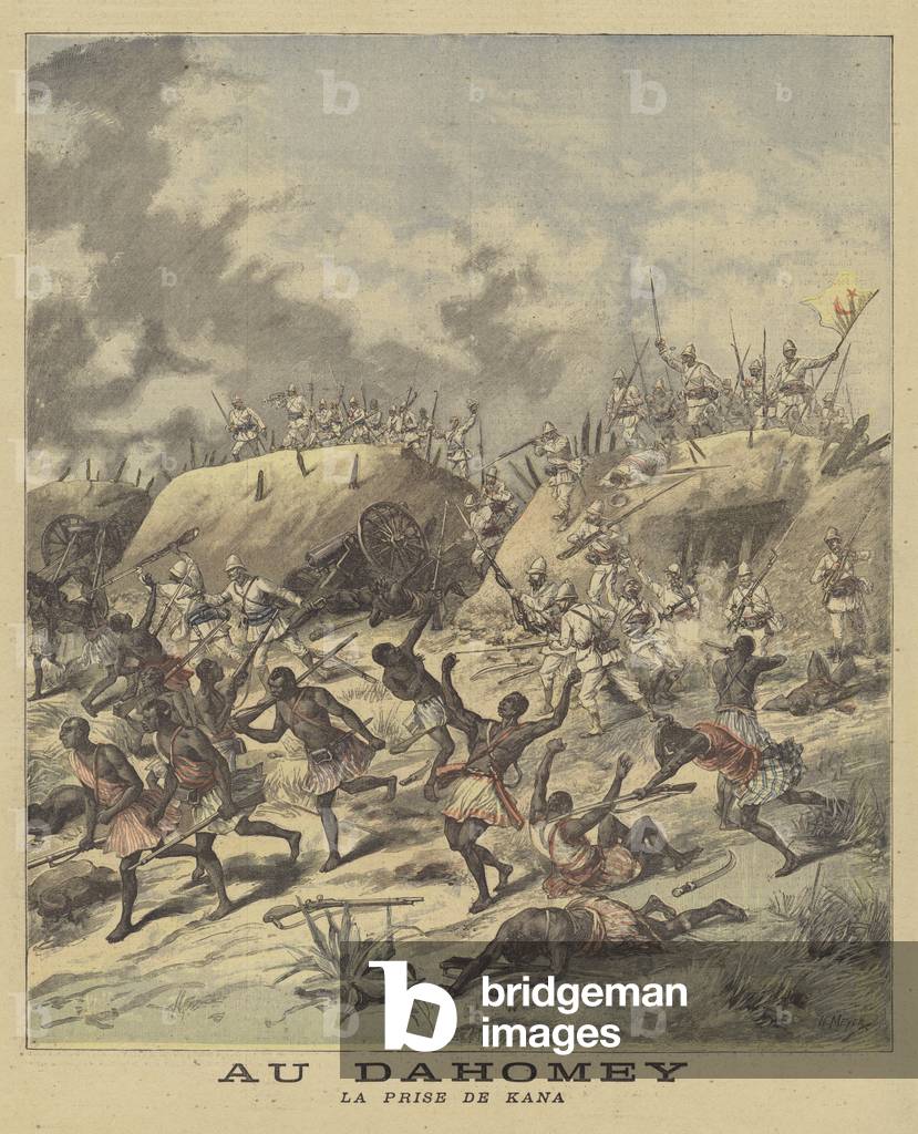 Capture of Cana by the French, Dahomey (colour litho)