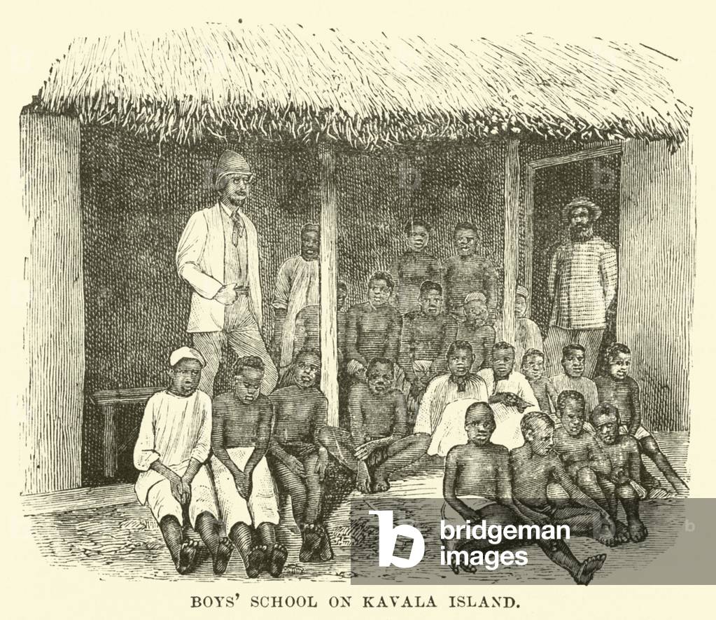 Boys' School on Kavala Island (engraving)