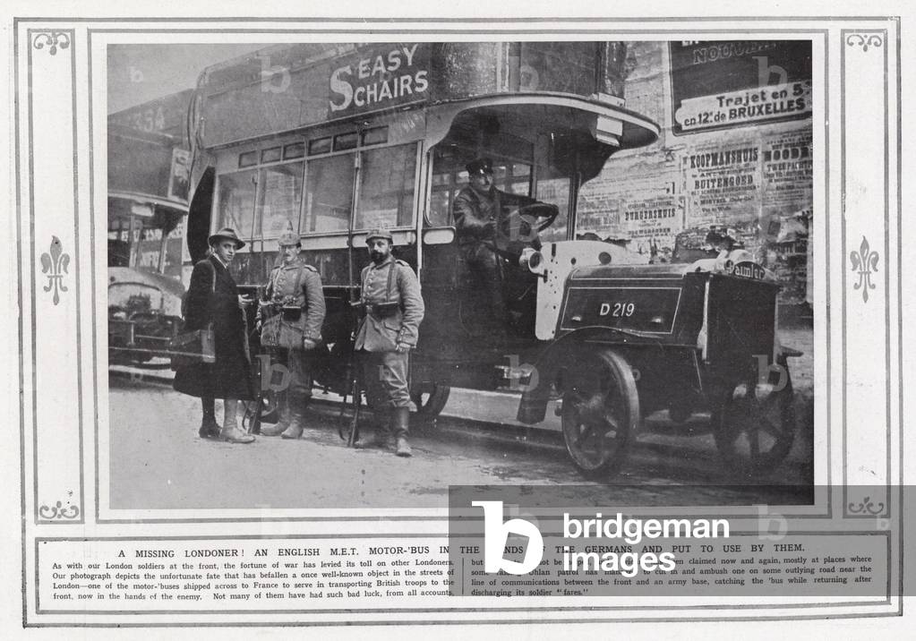 A missing Londoner! An English MET motor-bus in the hands of the Germans and put to use by them (b/w photo)