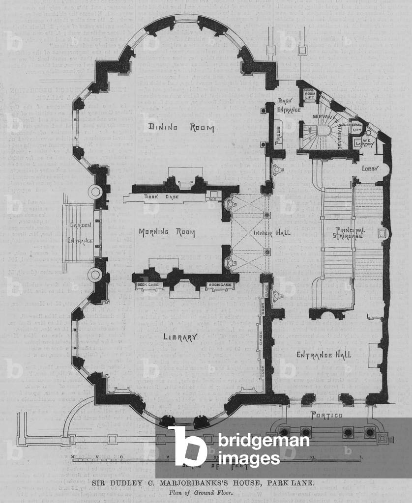 Sir Dudley C Marjoribanks's House, Park Lane (engraving)