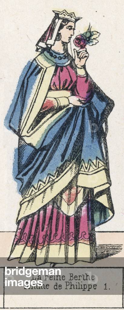 La reine Berthe, femme de Philippe 1 (coloured engraving)