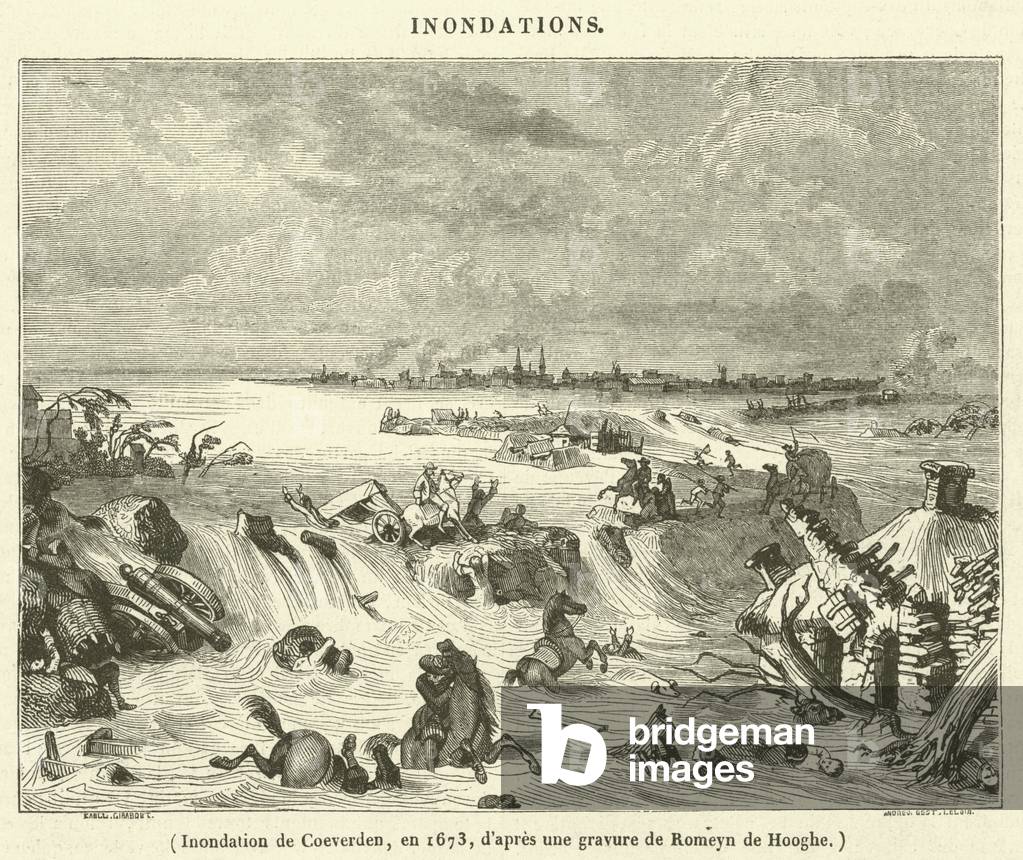 Inondation de Coeverden, en 1673 (engraving)