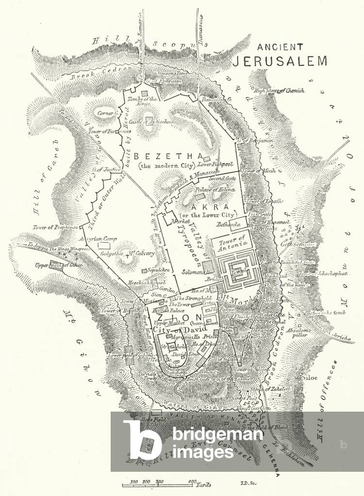 Ancient Jerusalem, c.1880 (engraving)