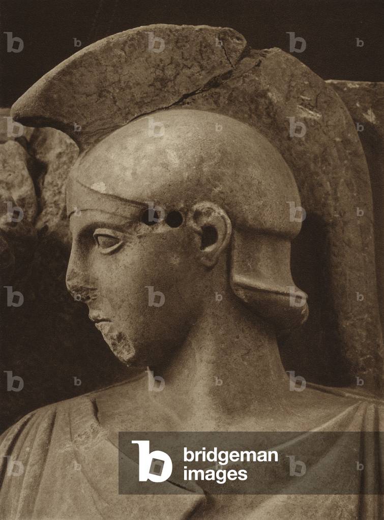 Olympia, Athena, from a metope (b/w photo)