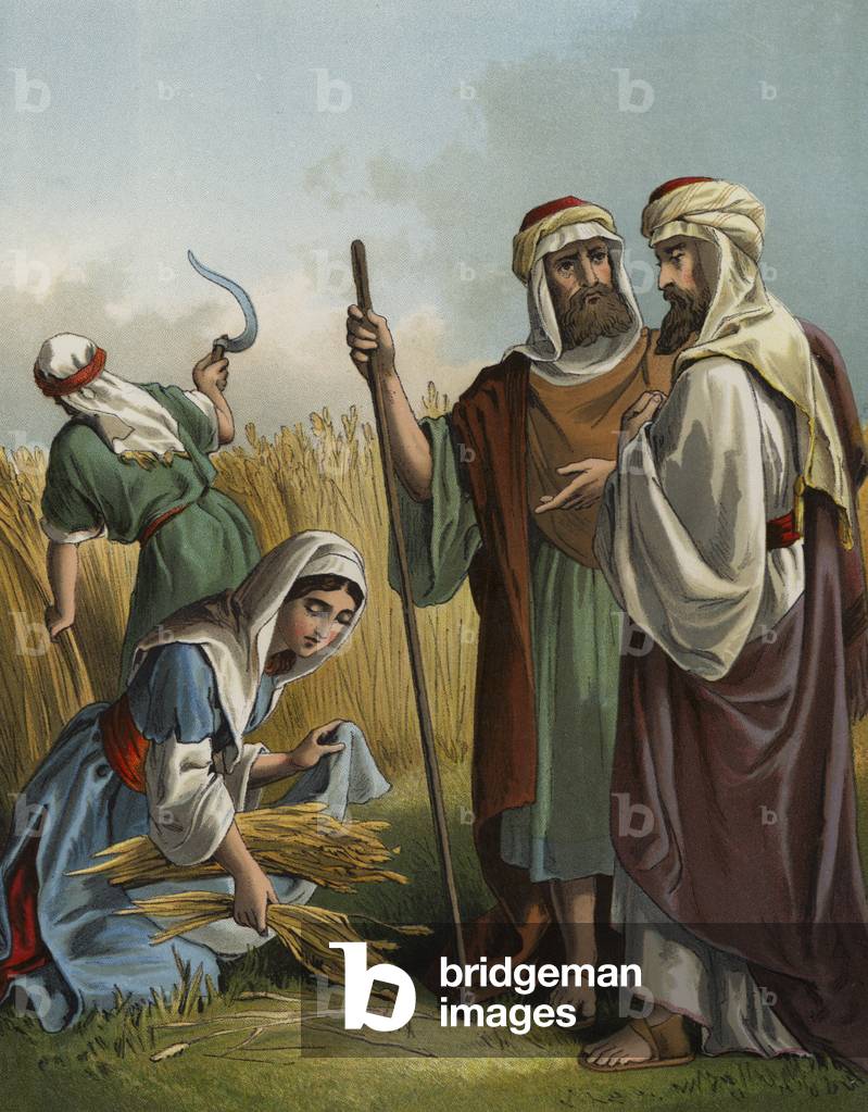 Ruth gleaning in the field of Boaz (chromolitho)