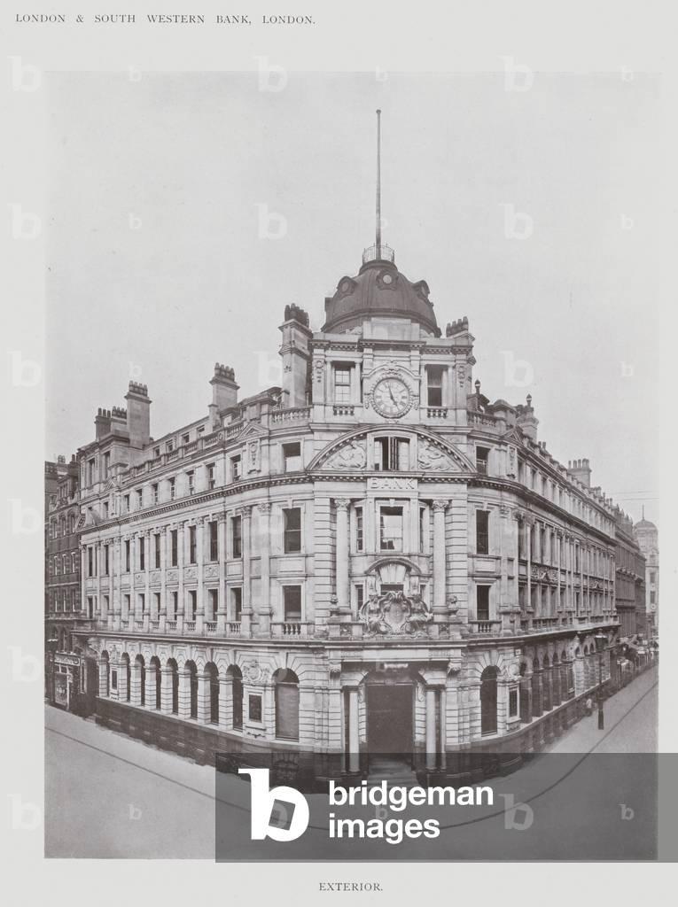 London and South Western Bank, London, Exterior (b/w photo)