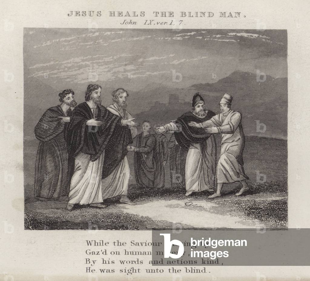 Jesus heals the blind man, John IX, ver 1, 7 (engraving)