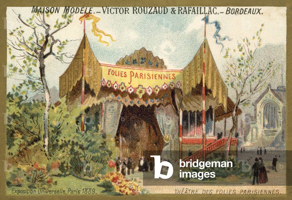 Theatre des Folies Parisiennes, Exposition Universelle, Paris, 1889 (chromolitho)