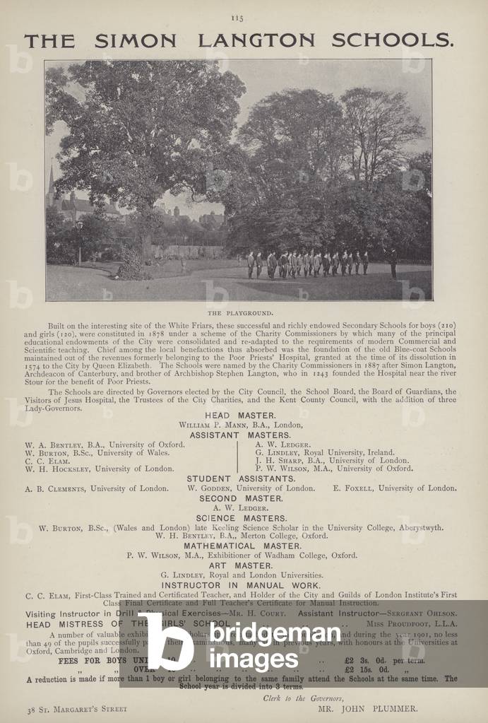Advertisement for the Simon Langton Schools, Canterbury, Kent (b/w photo)