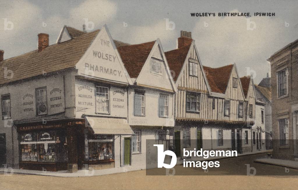 Wolsey's Birthplace, Ipswich (coloured photo)